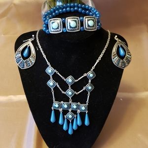 Matching Necklace, Earrings, Bracelet Set